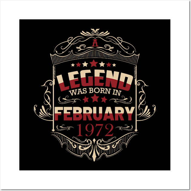 50th birthday February 1972 gift idea Wall Art by HBfunshirts